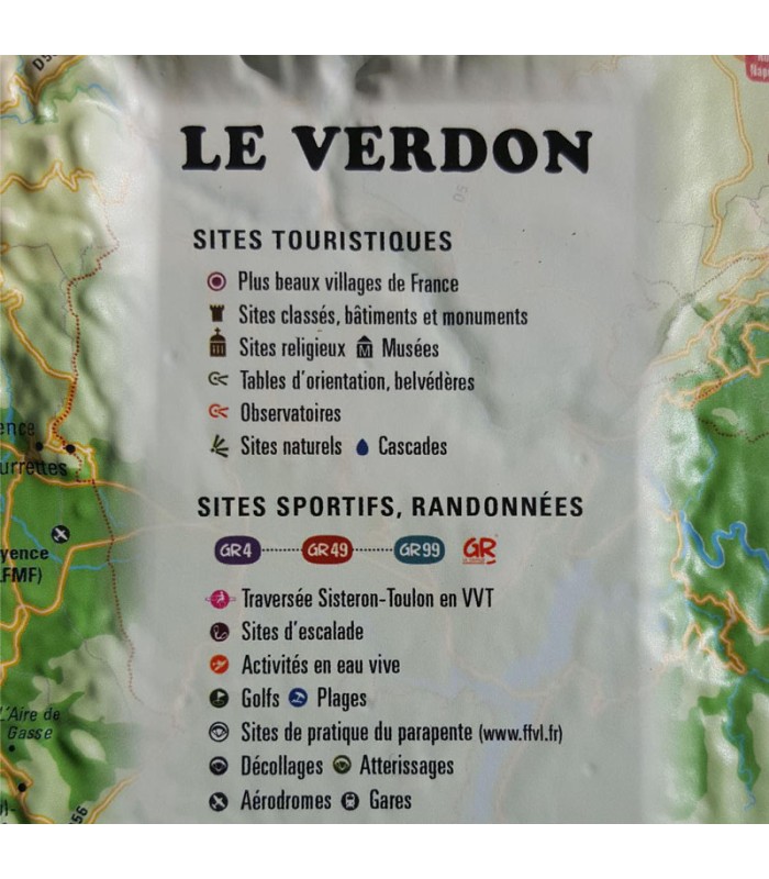 Légende de la Carte en relief du Verdon