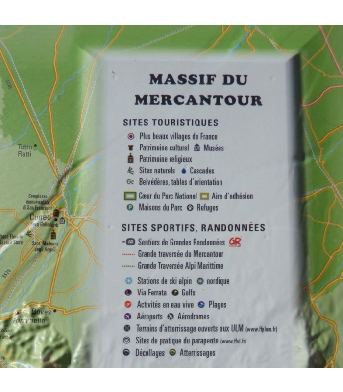 Légende de la carte en Relief du Massif du Mercantour