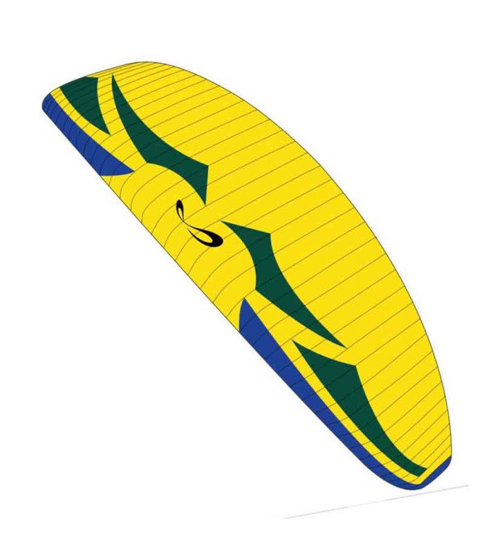 Illustration de la voile de parapente jaune Kuat 3 de Sol Paragliders