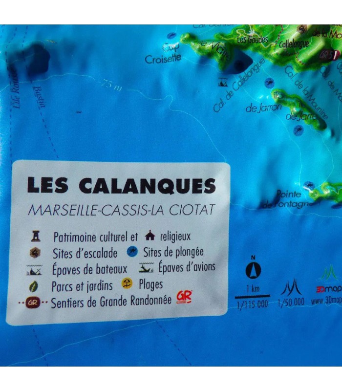 Mini Carte en Relief des Calanques (Marseille-Cassis-La Ciotat) 3DMap