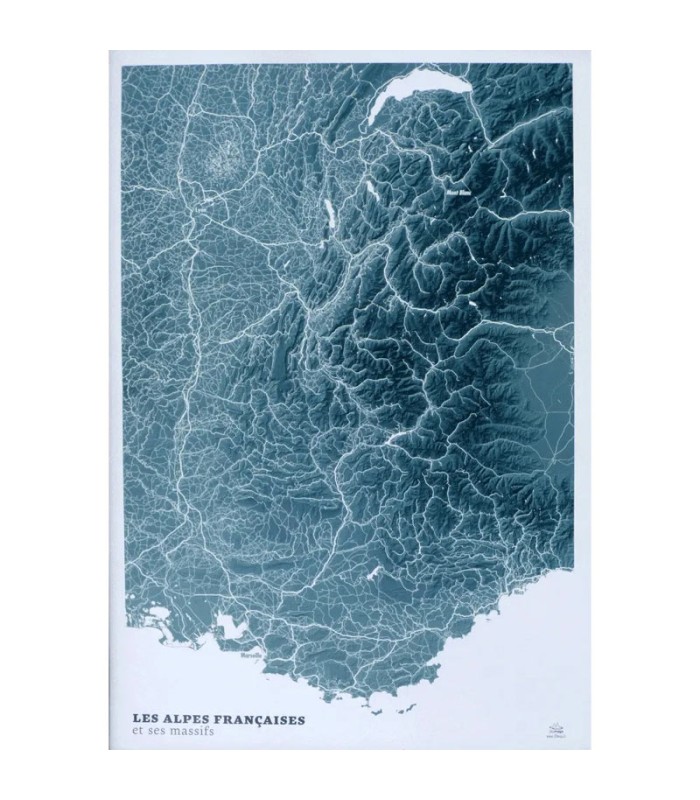 Carte en 2D les Alpes Blue Design 3DMap