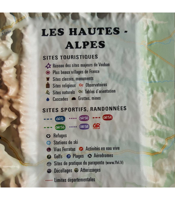 Map in Relief des Hautes Alpes