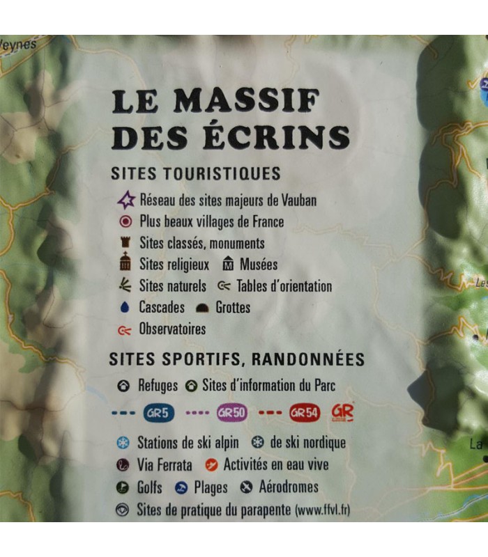 Carte en Relief du Massif des Ecrins