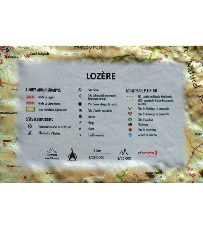 Reliefkarte von La Lozère 3D Map