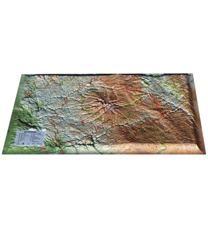 Carte en relief de la région du cantal par la marque 3dmap