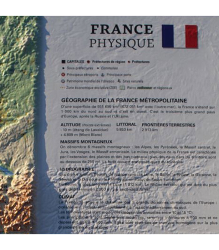 Reliefkarte Frankreich Physikalisch 3DMap