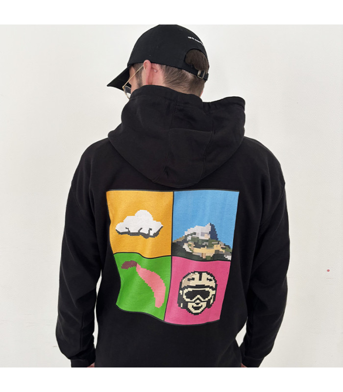 Sweat à capuche noir Pixel - Air et Aventure