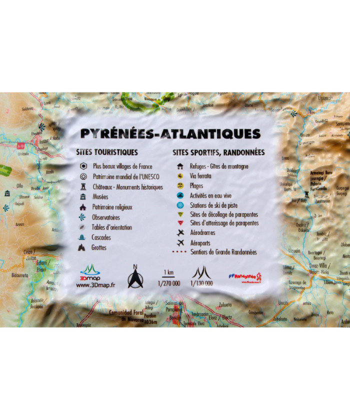 Carte en relief des Pyrénées-Atlantiques 3DMap