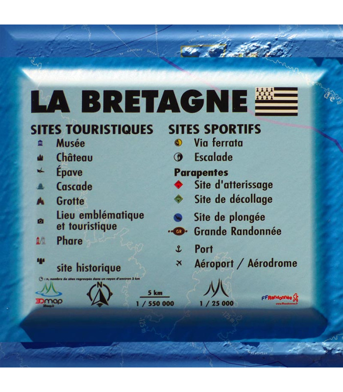 3D-Reliefkarte der Bretagne
