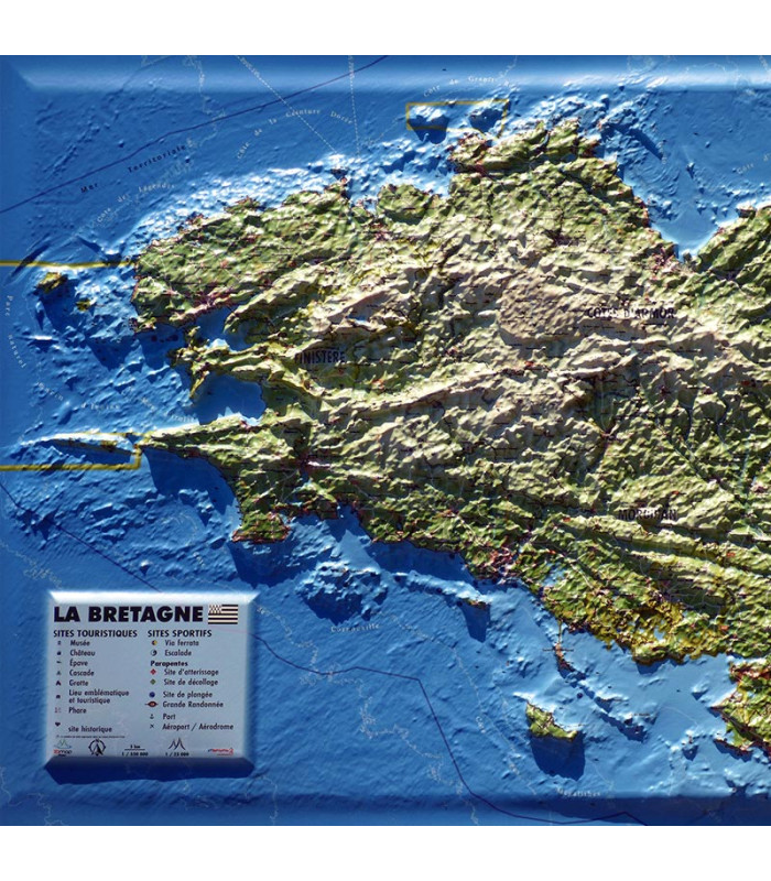 Carte en Relief de la Bretagne 3DMap