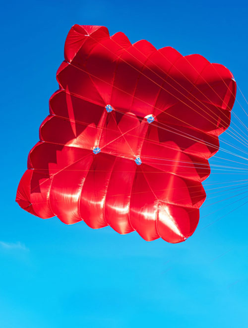 Square rescue parachutes