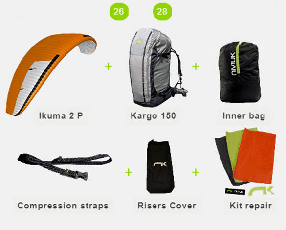 Image du Pack livré avec le parapente Niviuk Ikuma 2 P