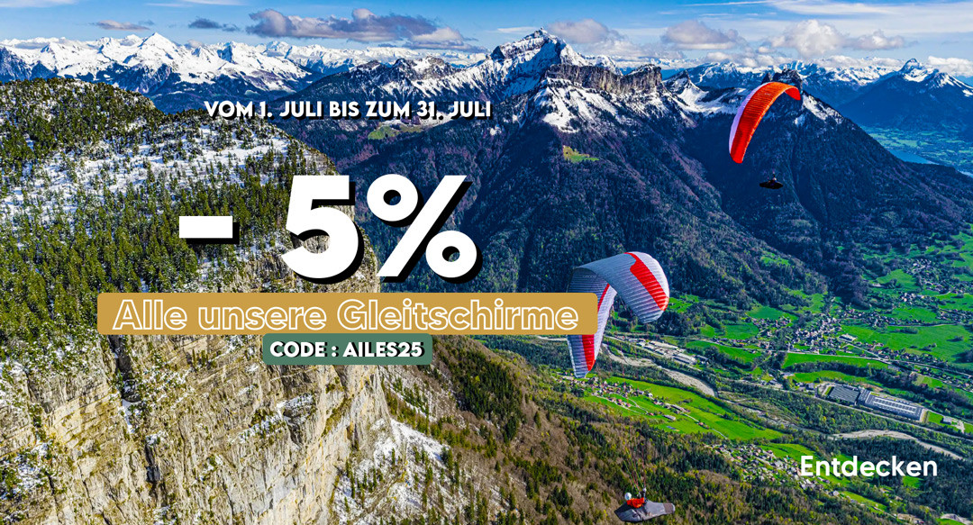 -5% Alle unsere Gleitschirme