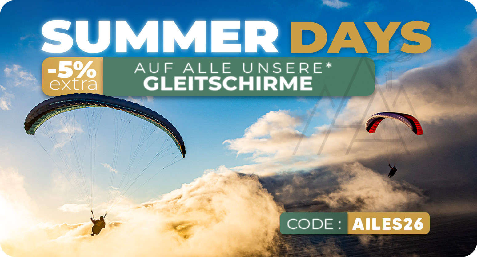 -5% Alle unsere Gleitschirme