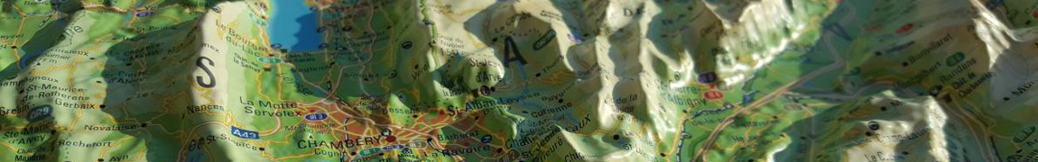 Zoom sur la carte en relief de la Savoie