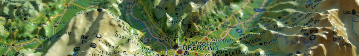 Zoom sur la carte en relief de l'Isère